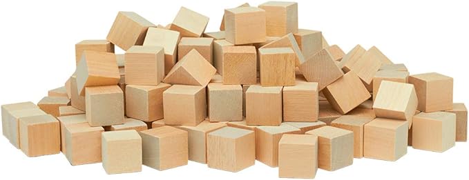 DIY Wood Cubes 1-inch, Pack of 50 Small Wooden Baby Blocks for Baby Shower, Wooden Blocks for Crafts, STEM, Building, and Blank Wood Dice, by Woodpeckers