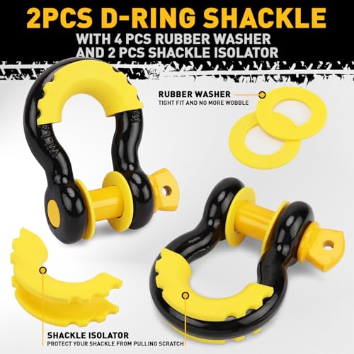 ELEAD Recovery Tow Strap Heavy Duty with Hooks 3" x 30Ft - 36000 LBS Break Strength, 3/4 D Ring Shackles (2pcs), Emergency...