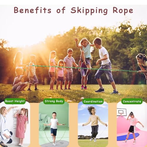 TYSISKNO Jump Rope for Kids Girls and Boys, Soft Beaded Jump Ropes, Adjustable Skipping Rope, Tangle-Free Segmented Rope f...