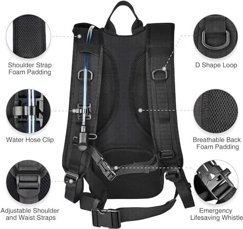 NOOLA 3L Hydration Backpack, Water Backpack with TPU Water Bladder, Tactical Hydration Pack for Men Women, Molle Water Bac...