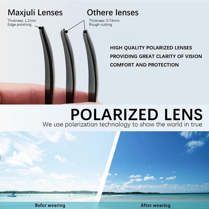 MAXJULI Polarized Sunglasses for Men and Women,UV Protection Rectangular Sun Glasses 8806