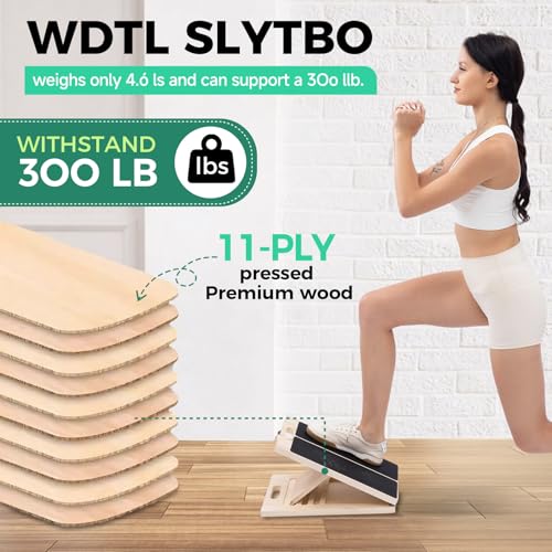 XCMVCN Slant Board for Calf Stretching, 5 Angle Portable Adjustable Calf Wooden Stretch Board with Training Poster, 300lb ...