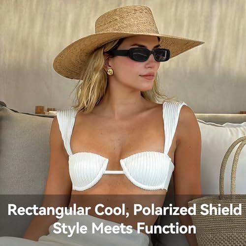 Dollger Rectangle Sunglasses for Women Men Trendy Retro Fashion Sunglasses UV 400 Protection Square Fram