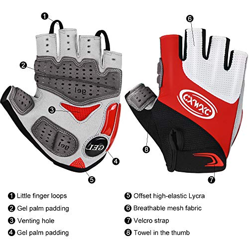 CXWXC Cycling Gloves for Men Women - Breathable Gel Road Mountain Bike Riding Gloves - Anti-Slip Bike Glove for Fitness Cy...