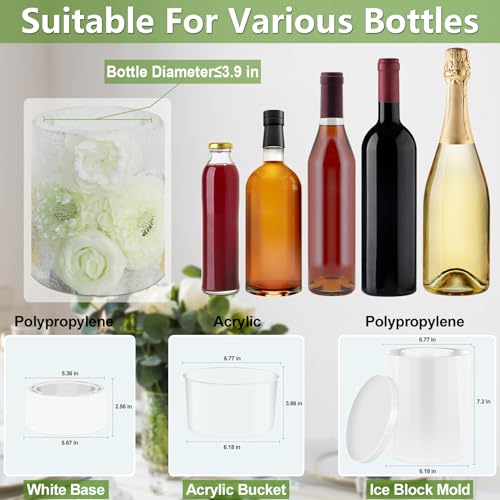 Ice Mold Wine Bottle Chiller,DIY Acrylic Ice Bucket for Cocktail Bar Party Wedding Festival Halloween Chirstmas Holiday Ch...