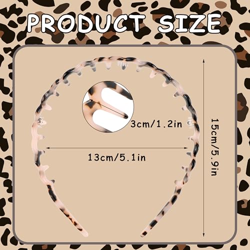Tihebax Zig Zag Headbands, 3PCS Acetate High Skull Headband Zigzag Headbands for Women High Cranium Head Bands Sharks Wavy...