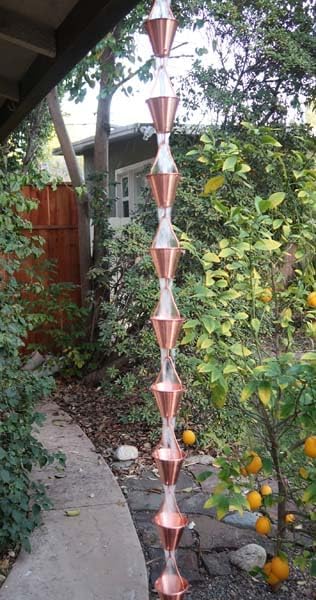 Nutshell Stores Steel Cups Rain Chain - Copper Plated - 11 Feet