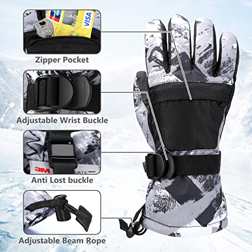 Odtmger Ski Gloves, Waterproof and Breathable Snow Gloves for Cold Weather, Men & Women Boys and Girls