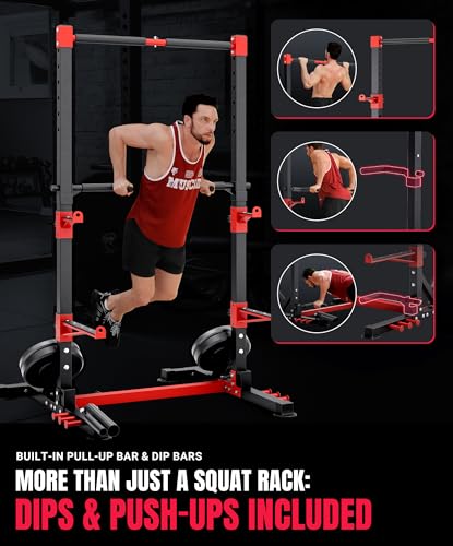 YOLEO Smith Machine & Squat Rack Combo, Multi-Functional Power Racks with Adjustable Width & Pull-Up Bar, Cable Crossover ...