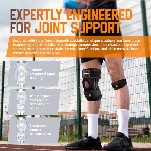 2-in-1 Professional Knee Brace for Pain Relief,Adjustable Knee Support with Patella Pad & Side Stabilizers, Compression Kn...