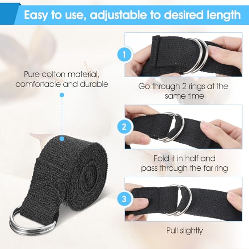 16 Pcs Yoga Strap for Stretching Bulk 6ft Exercise Stretch Band with Metal D Ring Adjustable Pilates Non Elastic Yoga Stre...