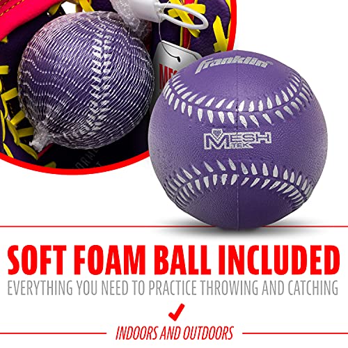 Franklin Sports Kids Baseball Glove + Foam Ball Sets - Meshtek Youth Teeball Gloves for Kids + Toddlers - Left + Right Han...