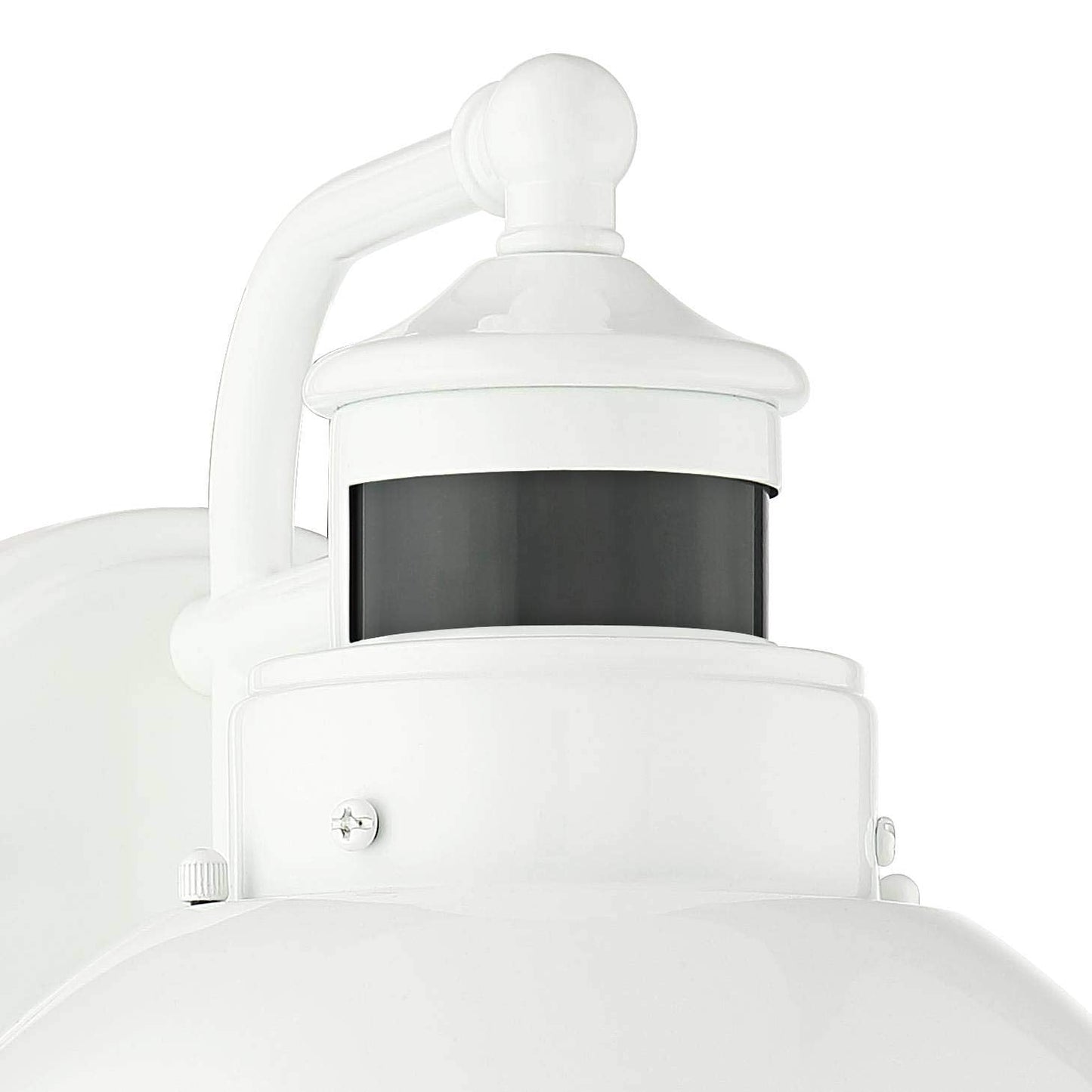 John Timberland Outdoor Barn Light Fixture, 9in Clear Seedy Glass, White, Dusk to Dawn, Motion Sensor, Model A80672P