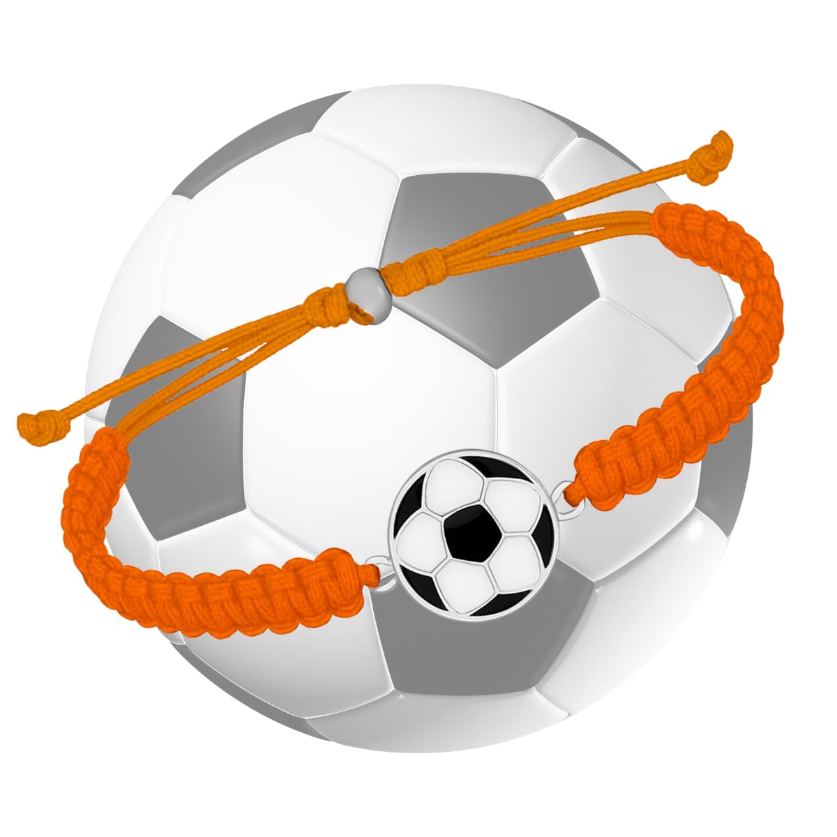 Soccer Bracelet, Soccer Jewelry, Adjustable Unisex Soccer Paracord Bracelets - Soccer Gift (Orange)