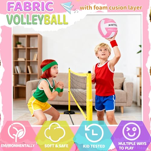 Noetifex Soft Volleyball-Super Soft Fabric Light Volleyball for Indoor Practice Safe and Quiet Kids Youth Beginners House ...
