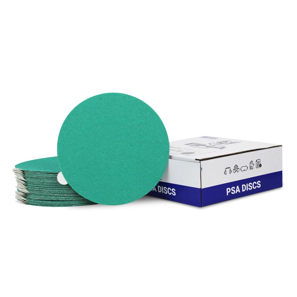 BHA 5” Green Film PSA Self Adhesive Sanding Discs - 50 Pack - Wet/Dry, Sticky Back, Premium Aluminum Oxide for Long-Lasting, Low-Dust & Load Resistant Sanding and Surface Finishing - 80 Grits