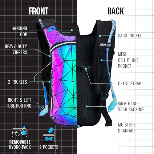 Sojourner Rave Hydration Pack - Hydration Backpack - Hydropack with 2L Bladder - Water Backpack for Festivals, Hiking, Run...