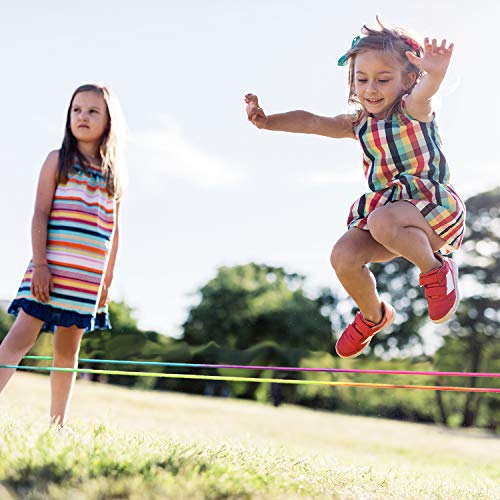 Gejoy 5 Pieces Chinese Jump Ropes Colorful Stretch Rope Elastic Rubber Twist Fitness Game for Outdoor Indoor Play Exercise...