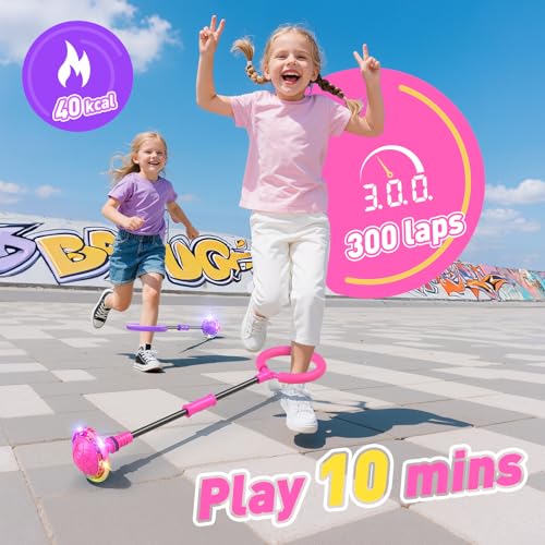 HopeRock Skip Ball Toy for Girls Ages 6-10,Girl Birthday Gifts,3 Fun Modes,Flashing Light-Up Wheel,LED Digital Counter,Rep...
