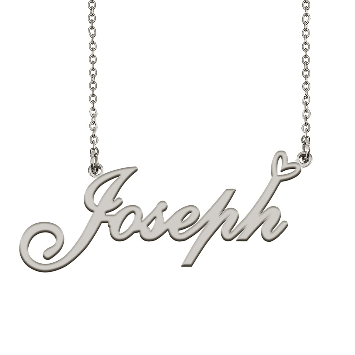 HUAN XUN Initial Name Necklaces Silver for Women Joseph Necklace Heart Pendant Jewelry for Christmas