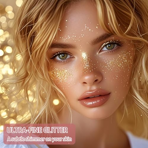Etercycle Hair Glitter Spray, Gold Body Glitter Spray Fine Face Shimmer Powder, Cosmetic Shimmer Makeup Glitter Highlighte...
