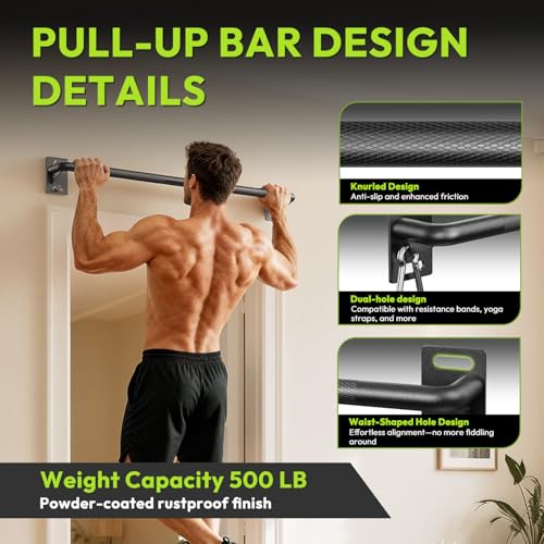 HANDBODE Pull Up Bar for Doorway and Wall Mount - Chin Up Bars for Home Gym, 39 in / 52 in Upper Body Workout Equipment wi...