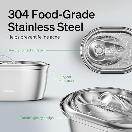 PETLIBRO Stainless Steel Cat Water Fountain, 101oz/3L Pet Water Fountain for Cats Inside, Food-Grade Dog Water Fountain, A...