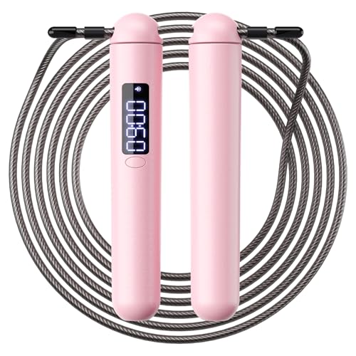 ACHDOFITS Smart Jump Rope with Counter - Adjustable High Speed Skipping Rope for Adults, LED Display with 4 Modes, Calorie...