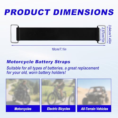 10pcs Motorcycle Battery Straps, Stretchable Rubber Band Tie Down Straps with Metal Buckles Scooter Battery Fixed Strap Ac...