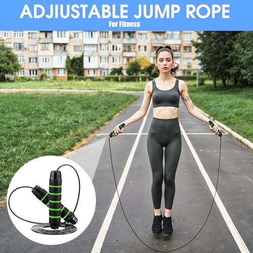 16 Pieces Jump Ropes for Fitness with Ball Bearings Speed Jumping Rope Adjustable Skipping Rope with Foam Handles Exercise...