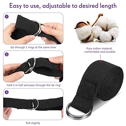 Jerify Yoga Strap for Stretching Bulk 6ft Exercise Stretch Band with Metal D Ring Adjustable Pilates Non Elastic Yoga Belt...