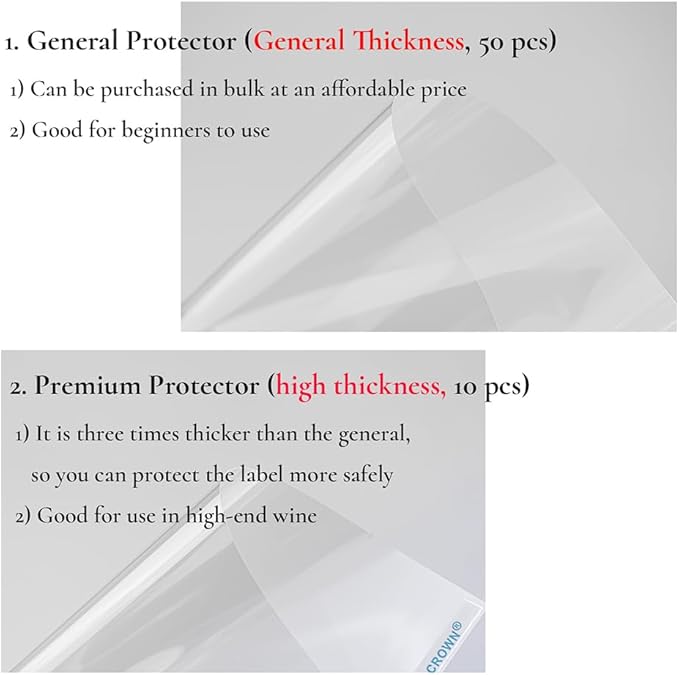 Cabernet Size Wine Label Protector Saver Film - 10 Pieces, 1.0mm Thickness Transparent Wine Label Film for Wine Label Protection Double Sided Sticker Wine Wedding Celebration Present
