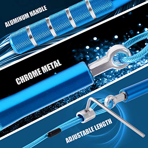Jump Rope, Wastou Speed Jumping Rope for Training Fitness Exercise, Adjustable Adults Workout Skipping Rope for Men, Wome...