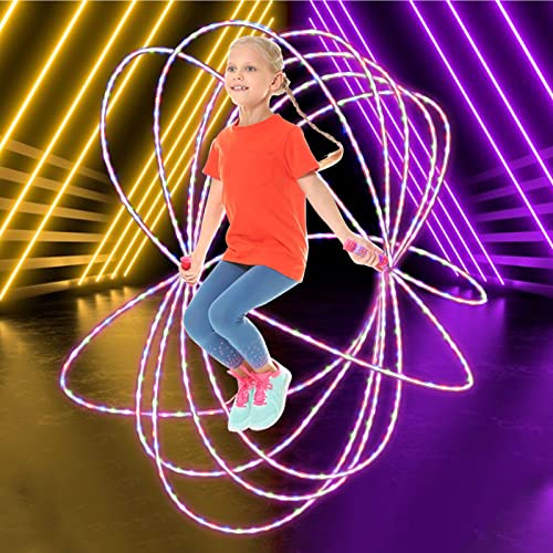 2 Pack LED Jump Rope for Kids Colorful Skipping Rope Light Up Ropes for Girls Boys Fitness Exercise & Lights Dancing & Nig...
