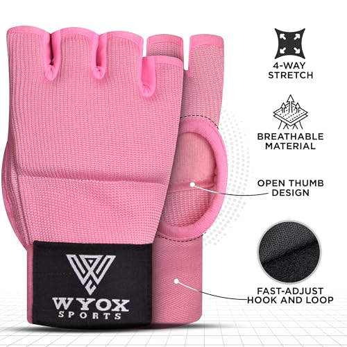 WYOX Gel Boxing Hand Wraps Inner Gloves for Men & Women – 80cm Quick Wrist Strap, Padded Knuckle Support, Fingerless MMA M...