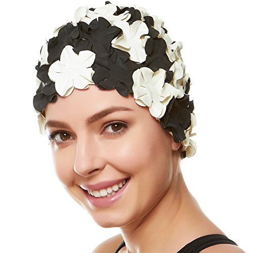 BEEMO Floral Petal Ladies Bathing Swim Cap Women Retro Swim Hat Long/Short Hair