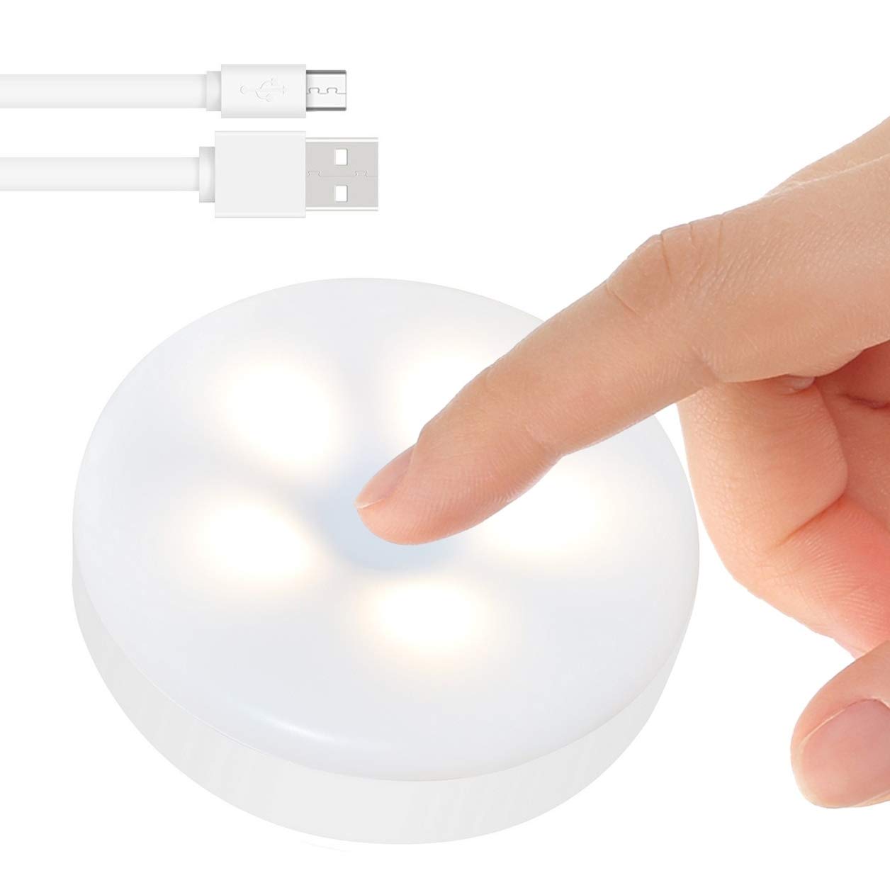Rtsu Mini Touch Light - Rechargeable Led Night Light, Dimmable, Magnetic, Ivory White, Model 8542000653, Perfect For Closets & Cabinets