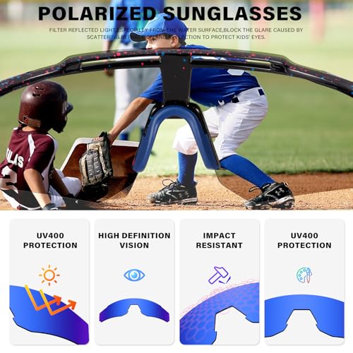 DioKiw Polarized Kids Sunglasses Youth Softball Cycling Sports Sun Glasses Boys Girls UV400 Protection Goggles