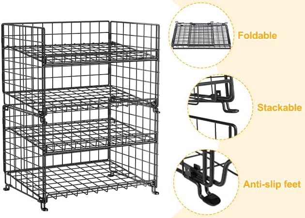 JKsmart 2-Pack Stackable Can Rack Organizer, Can Storage for Kitchen Pantry Cabinet, Can Holders for Food, Multifunctional Can Dispenser for Snacks Soda