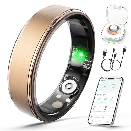 Giwbeiv Smart Ring for Women Men, Health Fitness Tracker Ring with Heart Rate/Sleep Tracker/Blood Oxygen/HRV/Stress/Calori...