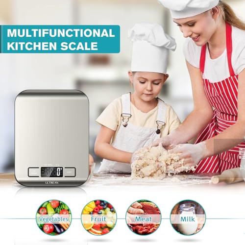 Ultrean Food Scale, Digital Kitchen Scale with LCD Display, Weight Grams and Ounces for Baking Cooking and Meal Prep, 6 Un...