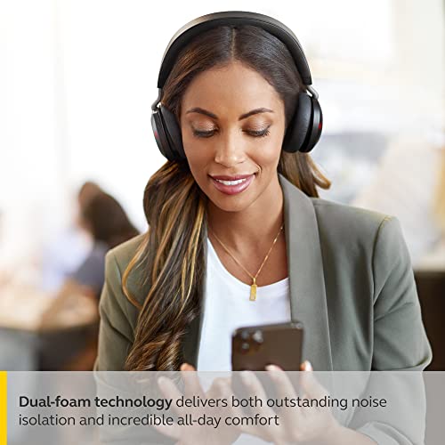 Jabra Evolve2 75 PC Wireless Headset with 8-Microphone Technology - Dual Foam Stereo Headphones with Adjustable Advanced A...