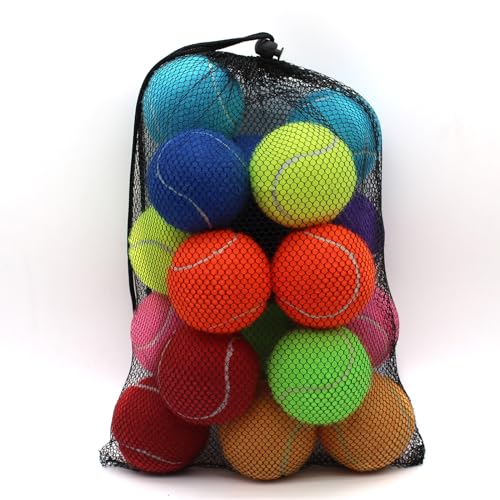 ZHUOKECE Tennis Balls, 18 Pack Training Tennis Balls Practice Balls with Mesh Bag for Easy Transport, Pet Dog Playing Ball...