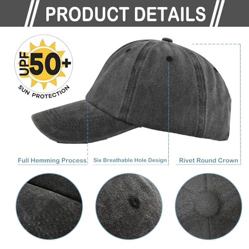 LYDTICK 8 Pack Vintage Washed Baseball Cap Golf Dad Hat Distressed Cotton Plain Trucker Hats for Men Women