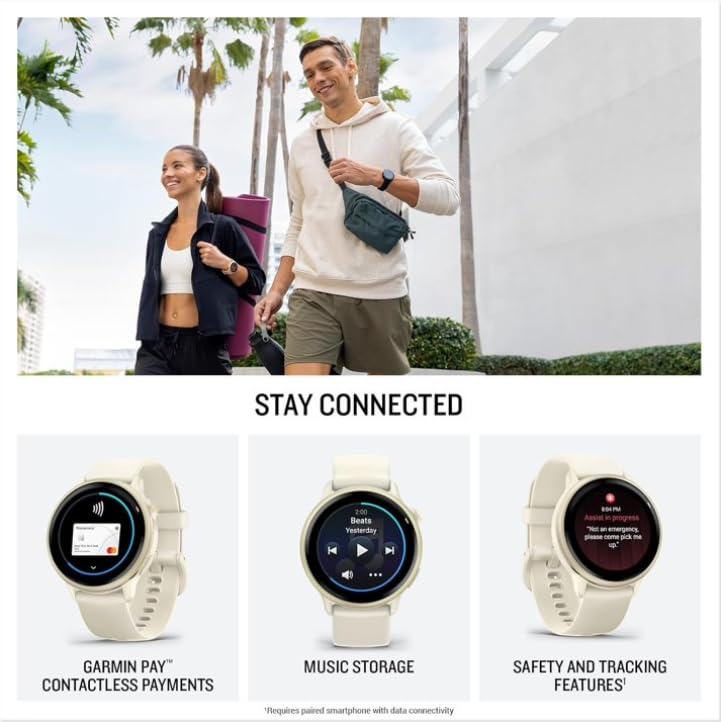 Wearable4U Garmin Vivoactive 6 - Health & Fitness Smartwatch, 1.2 in Bright AMOLED Display, GPS Sports Tracking, Up to 11 Days of Battery, Lunar Gold with Bone Band w PowerBank Bundle