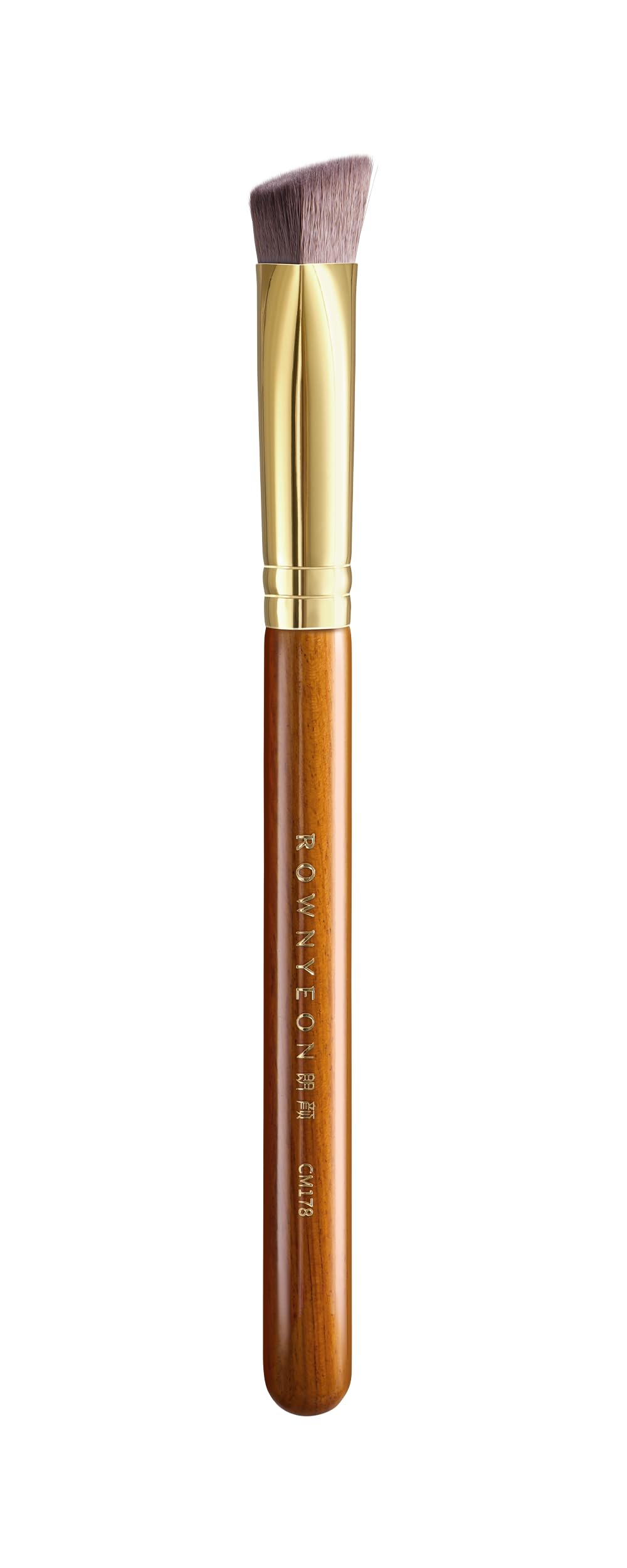 Desert Oak Series Triangular Contour Brush - Angled Synthetic Bristles for Cream/Liquid/Powder, Luxe Bubinga Handle & Brass Ferr