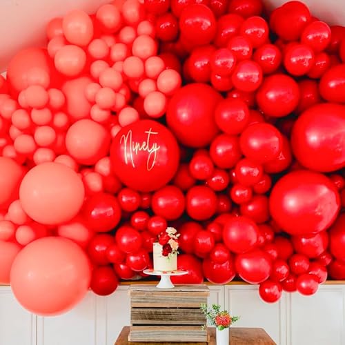 PartyWoo Red Balloons 127pcs Different Sizes of 36 18 12 10 5 Inch Red Balloon Arch Kit Garland for Birthday Graduation Ba...