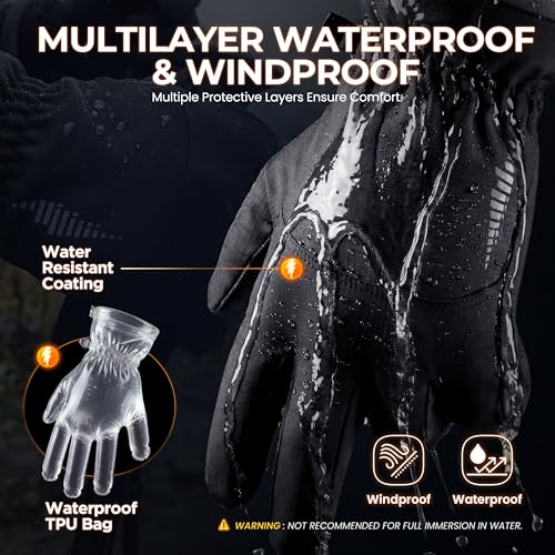 rivmount Winter Waterproof Ski Snow Warm Gloves for Women Men, Windproof Cold Weather Thermal with Touchscreen Fingers, fo...