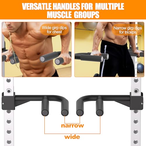 HWOOUSA Muti-Grip Dip Bars Attachment for Power Cage with 5/8" or 1" Hole, Non-Slip Wide & Narrow Grip Dips Double Handle...