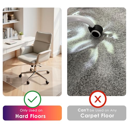 Kuyal Clear Chair mat for Hardwood Floor 30 x 48 inches Transparent Floor Mats Wood/Tile Protection Mat for Office & Home...